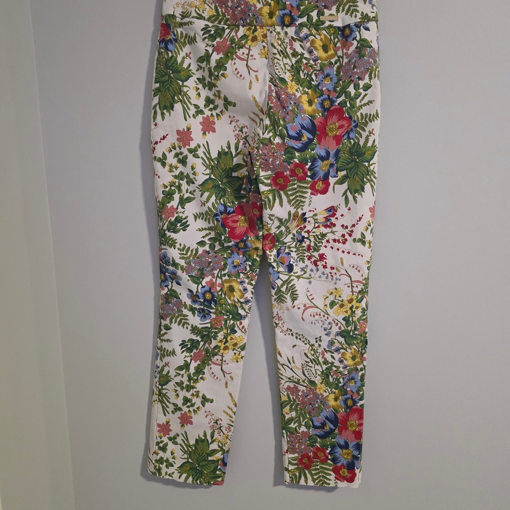 Joseph Ribkoff Floral Print Pants Women Size 6 High Waist Cropped Leg - Picture 4 of 9